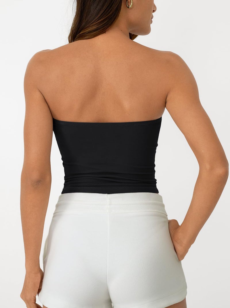AUTOMET Tube Tops Strapless Crop Tops Basic Backless Sleeveless Bandeau Going Out Cute Summer Clothes Spring Outfits 2026 Black M - Image 5