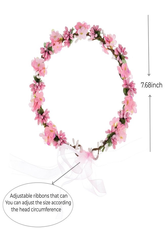 June Bloomy Wedding Hydrangea Flower Headband Spring Flower Crown Wreath Boho Garland Halo (Pink) - Image 3