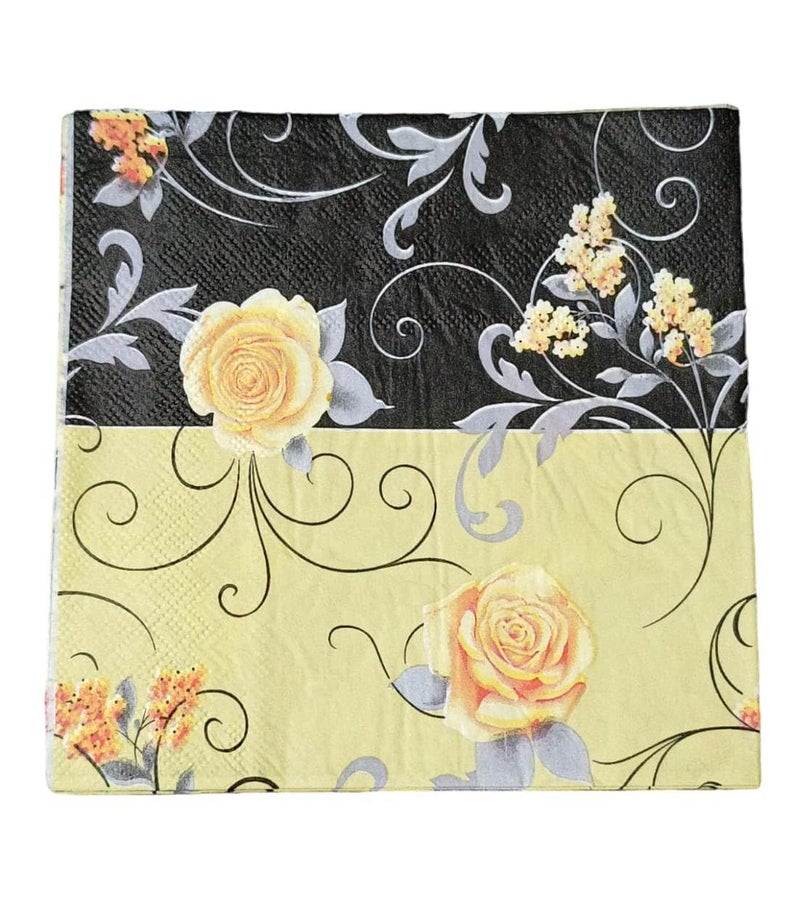 LUDALY Vintage Floral Printed Paper Napkins/Decorative Decoupage for Wedding, valentine, Dinner Tea Party Pack of 20 Pcs. (Yellow Rose) - Image 1