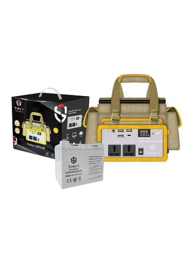 توبيز بطارية توبي BTY 50A، سعة 50000 مللي أمبير/ساعة، قابلة لإعادة الشحن مع محول طاقة 220 فولت، مثالية للتخييم - BTY 50A - Image 1