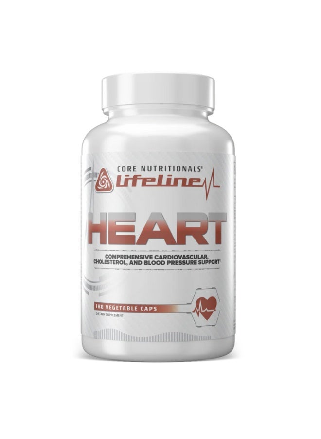 Core HEART Comprehensive Cardiovascular & Heart Health Support Supplement, Blood Pressure, Cholesterol & Heart Function Formula - 180 Capsules