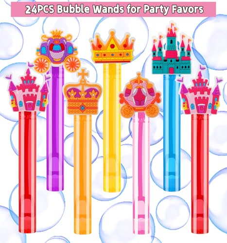 PLOUGVI 24PCS Princess Bubble Wands Toys for Kids Princess Birthday Party Favors Supplies Decorations Classroom Prizes Pinata Fillers Goodie Bag Stuffers Gifts - Image 5