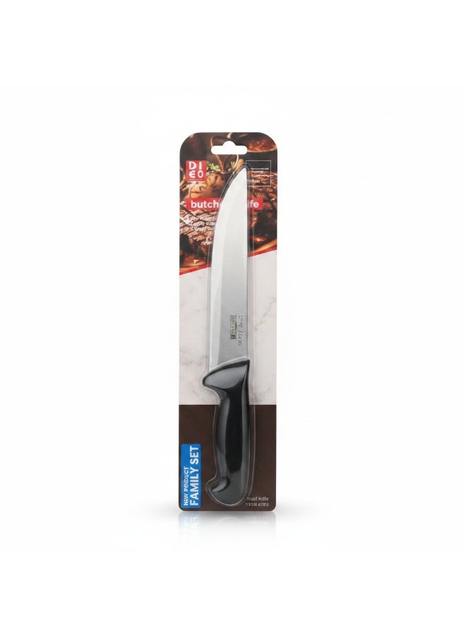 8 Inches Butcher Knife with Stainless Steel Blade, Black
