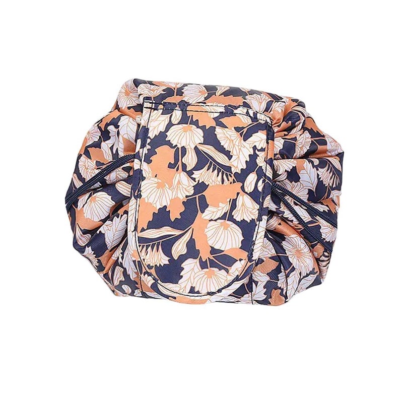 Nirvik Women's Portable Waterproof Cosmetic Bag | Lazy Travel Makeup Organizer with Drawstring | Compact & Versatile Toiletry Bag | Multi-Pocket Storage | Perfect for Makeup & Travel (Brown Leaf Bag) - Image 1