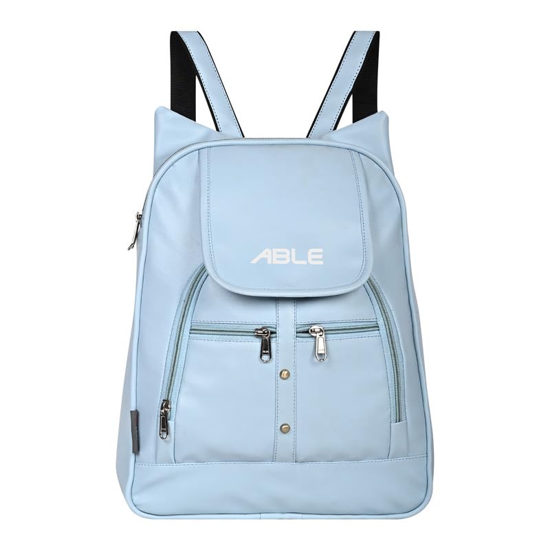 ABLEÂ® Wave Backpack for Womens,Girls,Kids,Female. Pu Leatherette Fabric Travelling Outdoor, Picnic,School, College Office Work Casual Daily use Backpack.(Sea Blue) - Image 1