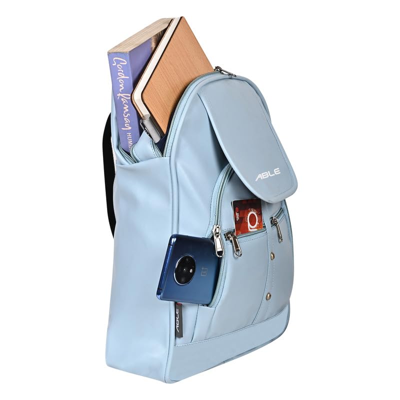 ABLEÂ® Wave Backpack for Womens,Girls,Kids,Female. Pu Leatherette Fabric Travelling Outdoor, Picnic,School, College Office Work Casual Daily use Backpack.(Sea Blue) - Image 4