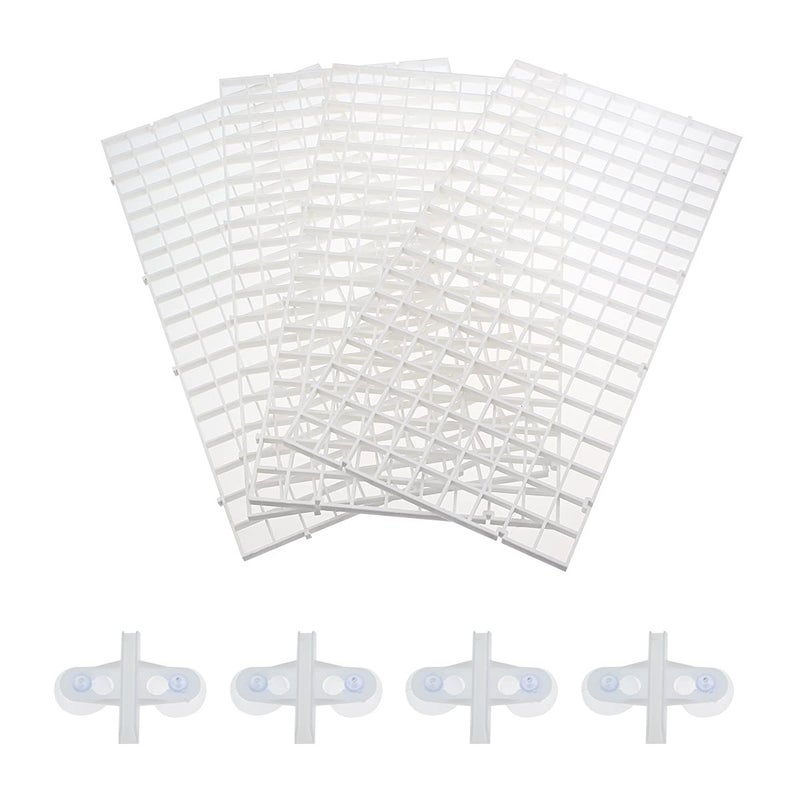 VAYINATO Petzlifeworld White (4 Pcs Egg Crate & 4 Pcs Divider Clip) Fish Tank Divider Plastic Aquarium Divider Panel Separator Grid Isolation Board - Image 1