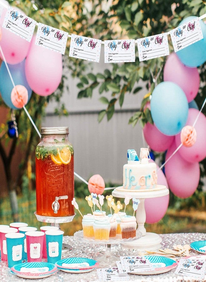 تشينكو ٥٠ بطاقة تصويت لحفلة تحديد جنس المولود، بطاقات لعبة تحديد جنس المولود (ولد أم بنت) لحفلات استقبال المولود، أزرق ووردي، ٣.٥ × ٢ بوصة - Image 2