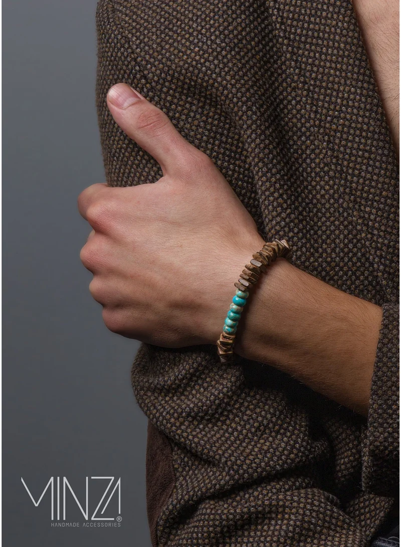 Minza Minza ” Maasai “ Turquoise jasper stone and Jade stone, Handmade Bracelet for Men, Beaded Bracelet, Jewelry for Casual & Special Occasion