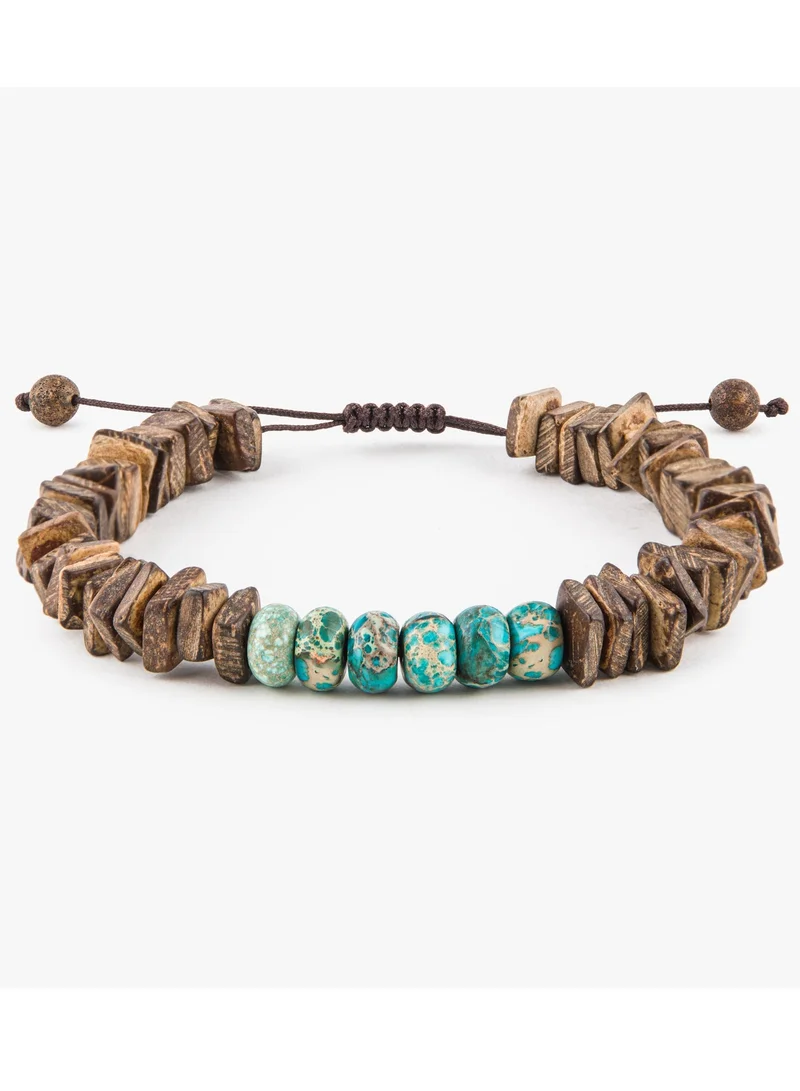 Minza Minza ” Maasai “ Turquoise jasper stone and Jade stone, Handmade Bracelet for Men, Beaded Bracelet, Jewelry for Casual & Special Occasion
