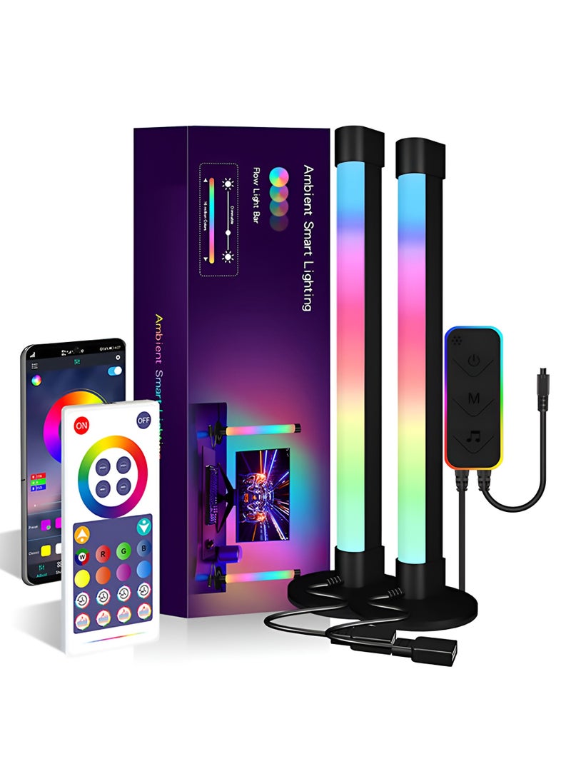 BORTONY Smart LED Light Bar RGB LED TV Backlight 2 PCS Corner LED Light Bar Remote Control RGB Ambient Lamp Multi-Modes and Music Modes Bluetooth Desktop LED Light for Gaming TV PC Decoration - Image 1
