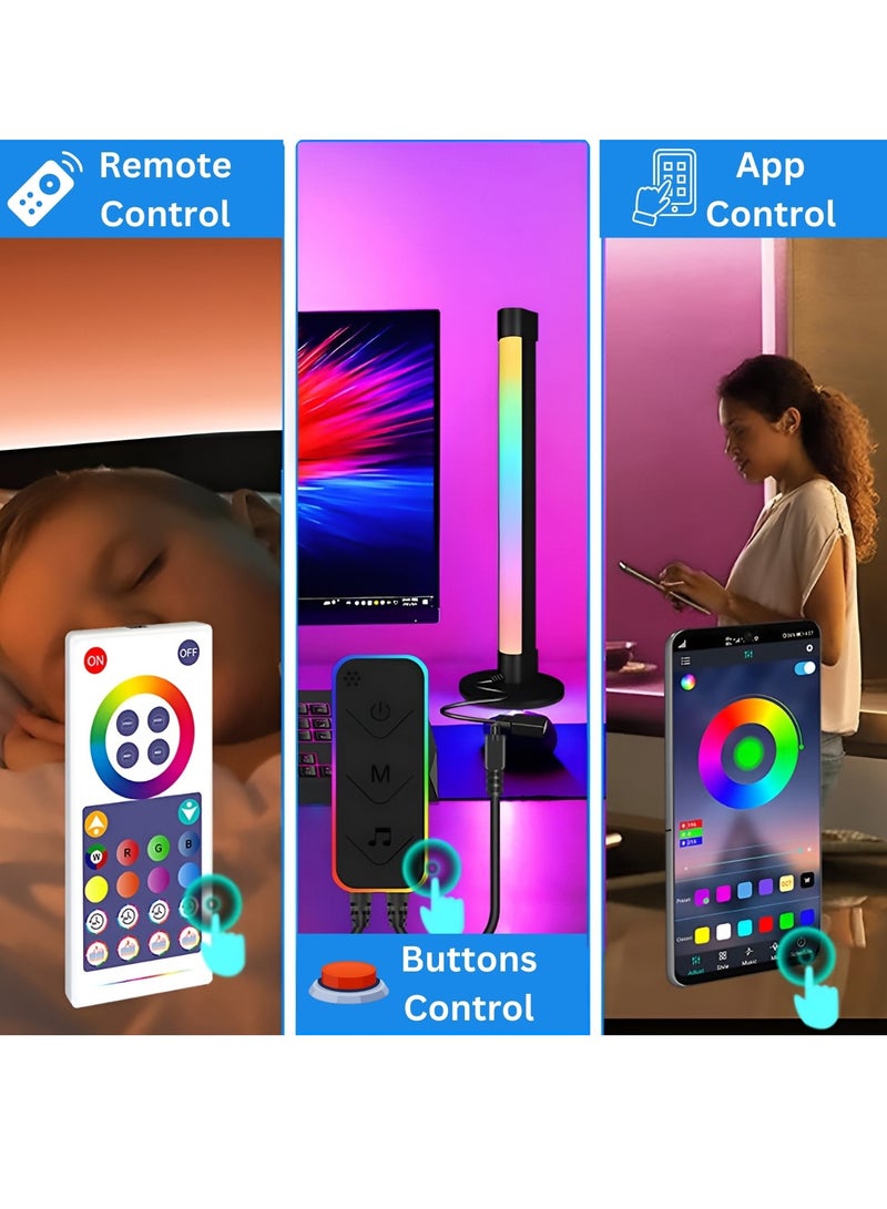 BORTONY Smart LED Light Bar RGB LED TV Backlight 2 PCS Corner LED Light Bar Remote Control RGB Ambient Lamp Multi-Modes and Music Modes Bluetooth Desktop LED Light for Gaming TV PC Decoration - Image 3