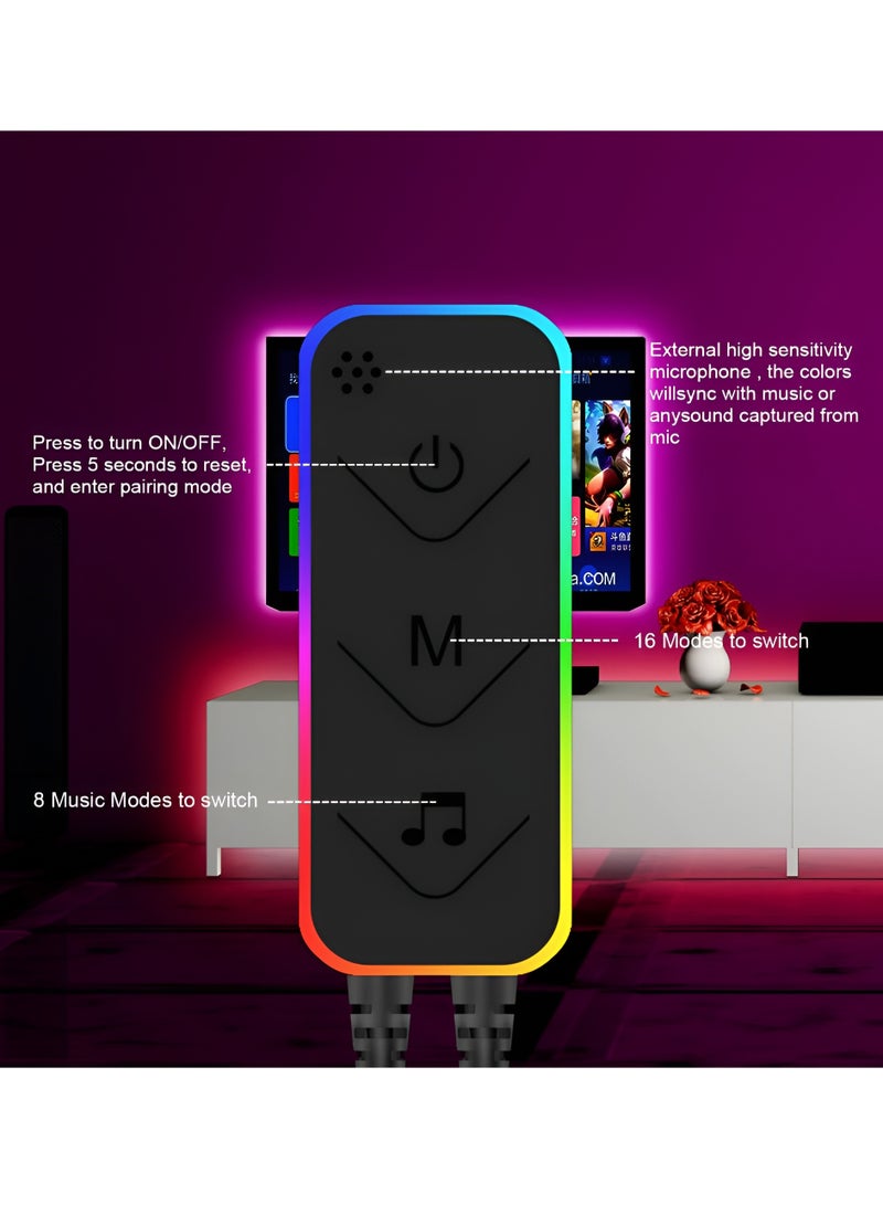 BORTONY Smart LED Light Bar RGB LED TV Backlight 2 PCS Corner LED Light Bar Remote Control RGB Ambient Lamp Multi-Modes and Music Modes Bluetooth Desktop LED Light for Gaming TV PC Decoration - Image 5
