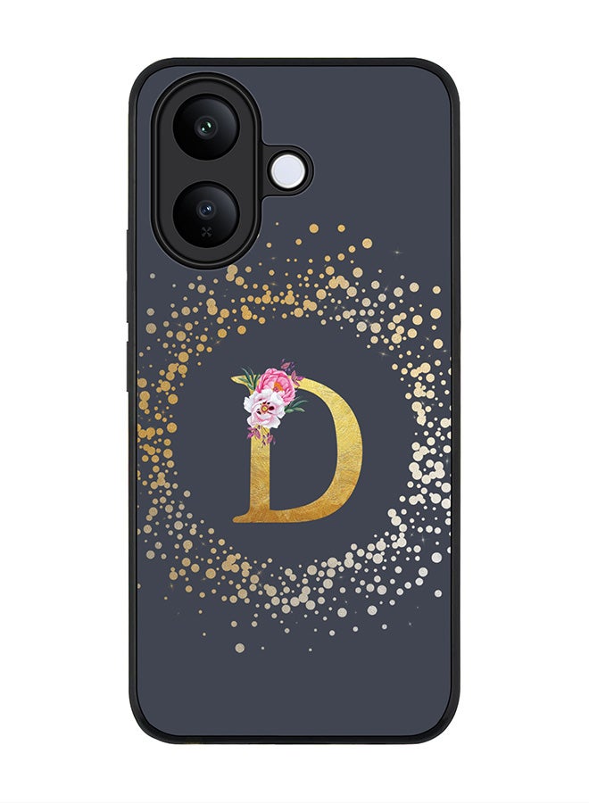 For vivo V60 Lite 5G / V60 Lite 4G Case,Slim fit Camera Protection, Shockproof Thin Phone cover  - Custom Monogram Floral - D  (Grey )