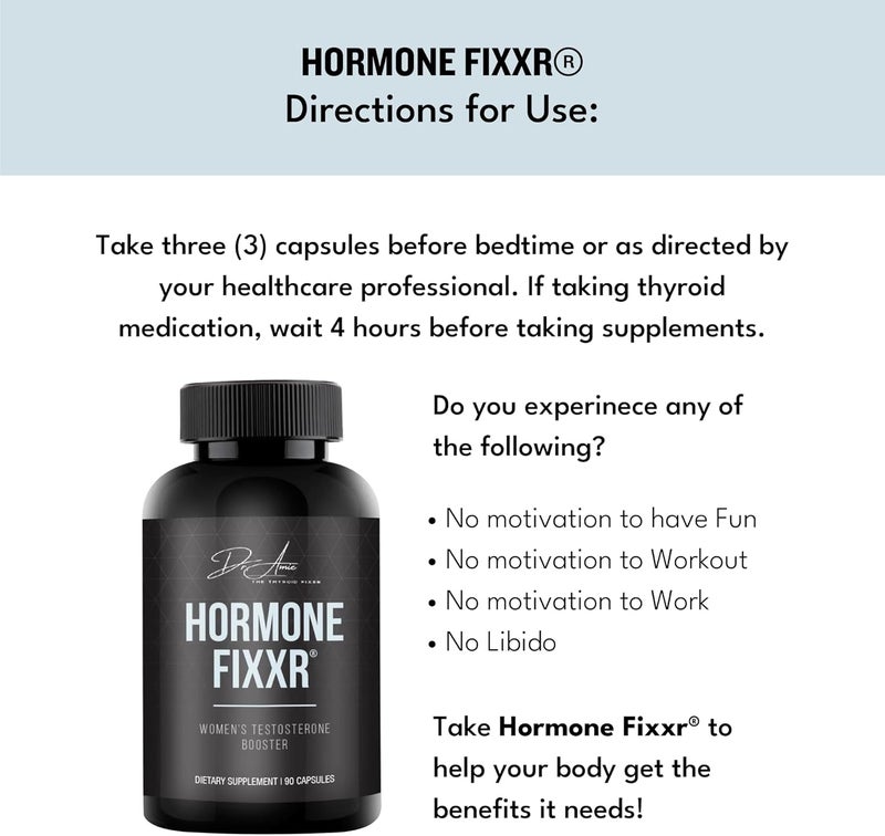 Fixxr Hormone Support by Dr Amie  Womens Testosterone Booster  30 Day Supply 90 Capsules - Image 5