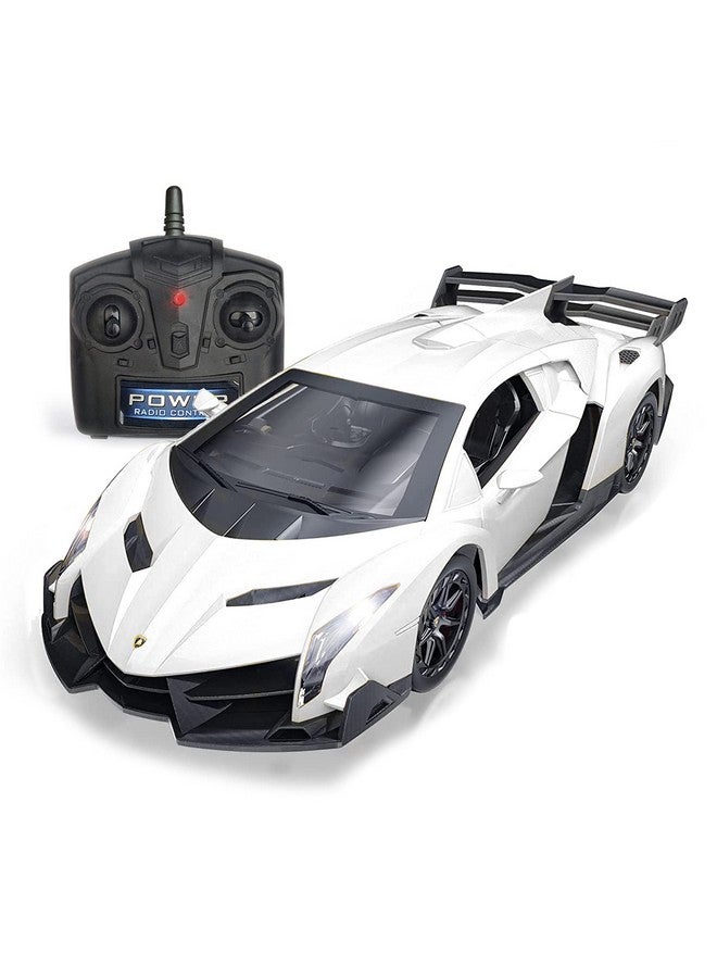 QUN FENG Remote Control Rc Car Racing Cars Compatible With Lamborghini Veneno Officially Licensed 1:24 Toy Rc Cars Model Vehicle For Boys 6,7,8 Years Old,White - Image 1