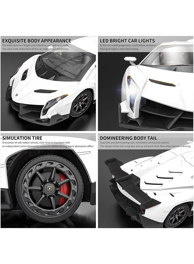 QUN FENG Remote Control Rc Car Racing Cars Compatible With Lamborghini Veneno Officially Licensed 1:24 Toy Rc Cars Model Vehicle For Boys 6,7,8 Years Old,White - Image 5