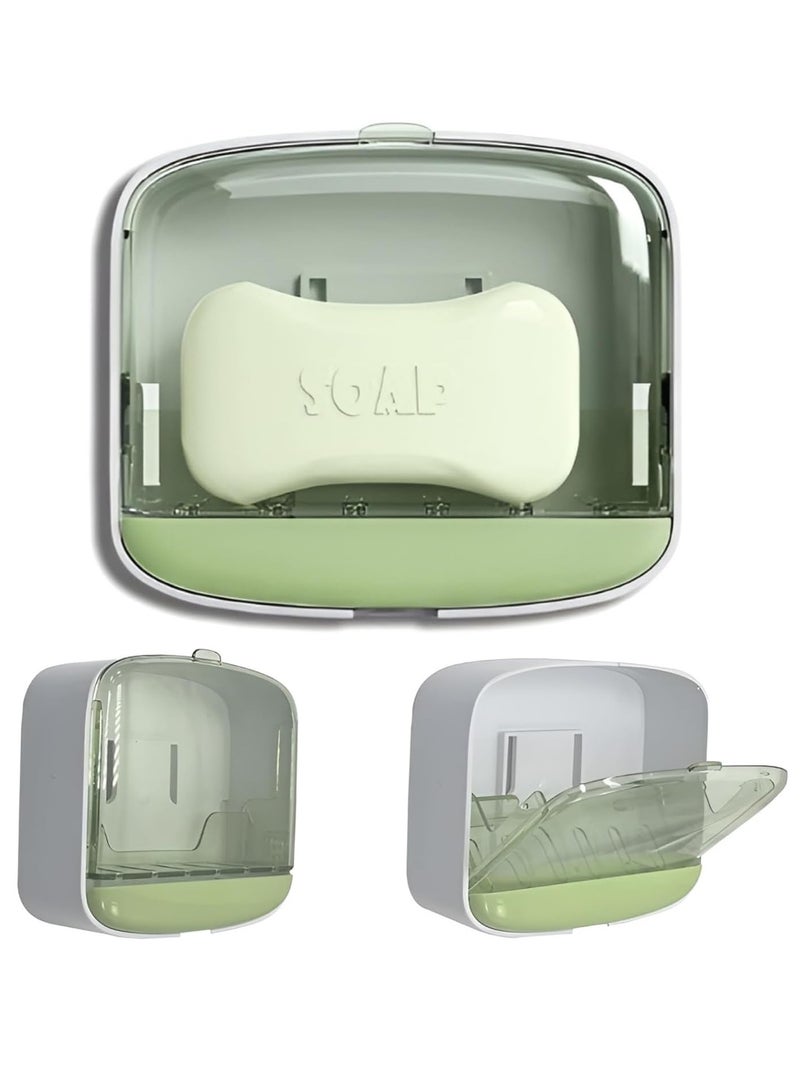 Soap Holder Shower Caddy Shower Soap Holder with Lid Waterproof and Leakproof Soap Container Soap Saver Strong Self Adhesive Soap Holder for Home Travel Camping - Image 1