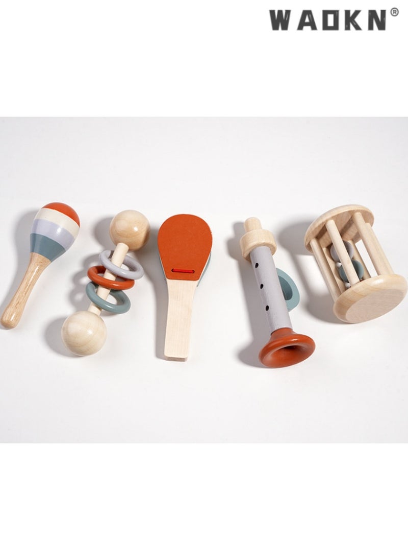WAOKN Children's Wooden Bell Toy Set, Baby Handheld Rattles and Shakers, Early Education Instrument, Develops Motor Skills and Sensory Exploration, Perfect for Toddlers and Babies.  - Image 2
