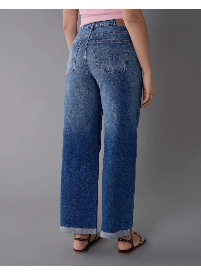امريكان ايجل AE Dreamy Drape Super High-Waisted Baggy Wide-Leg Jean