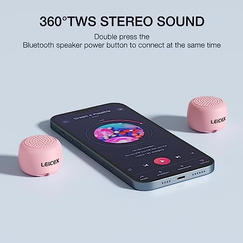 LEICEX Mini Wireless Bluetooth Speaker with Bluetooth 5.0 - Perfect for Travel & Outdoor Sound (Pink) - Image 2
