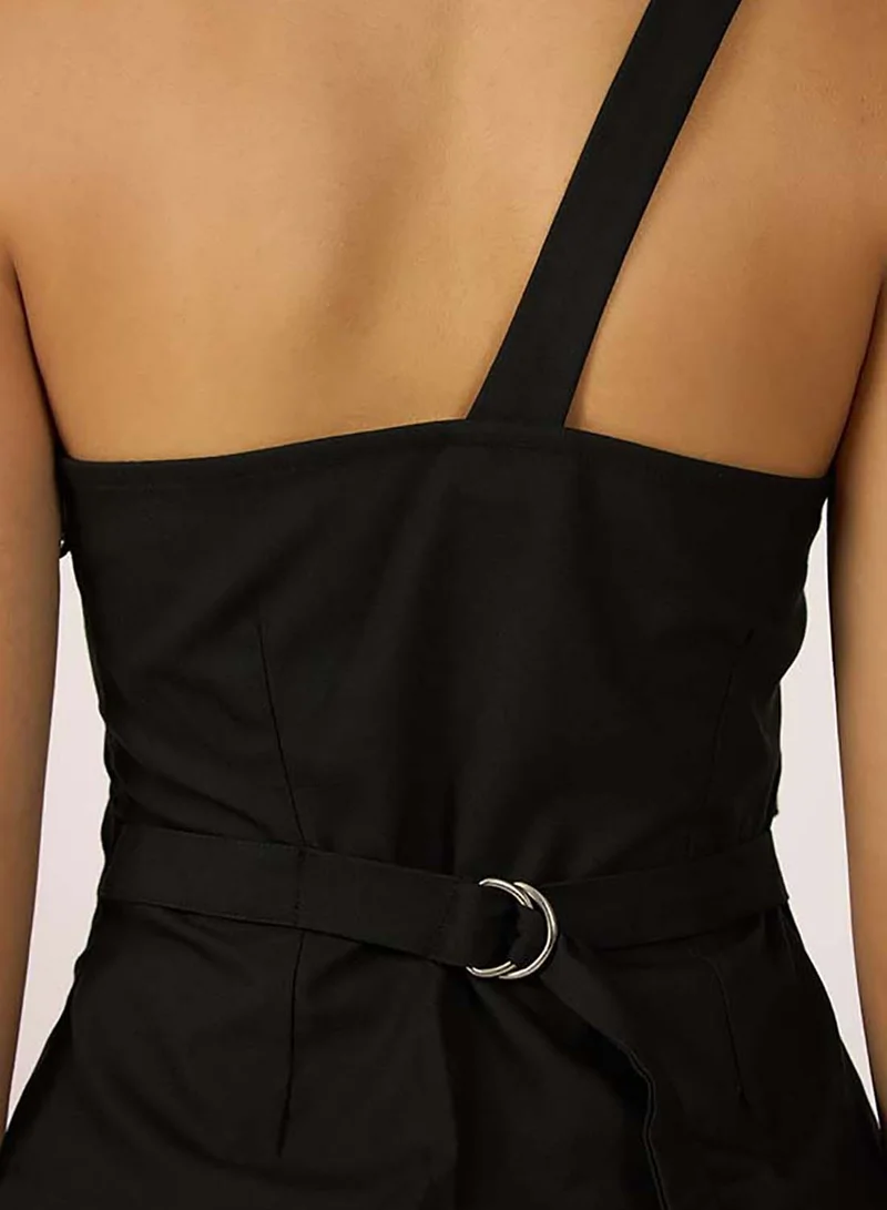 Virgio VIRGIO Viscose One-Shoulder Belted Fitted Top