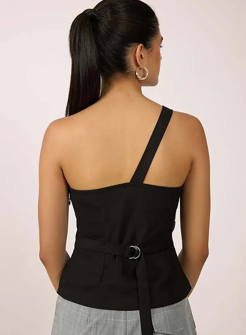 Virgio VIRGIO Viscose One-Shoulder Belted Fitted Top