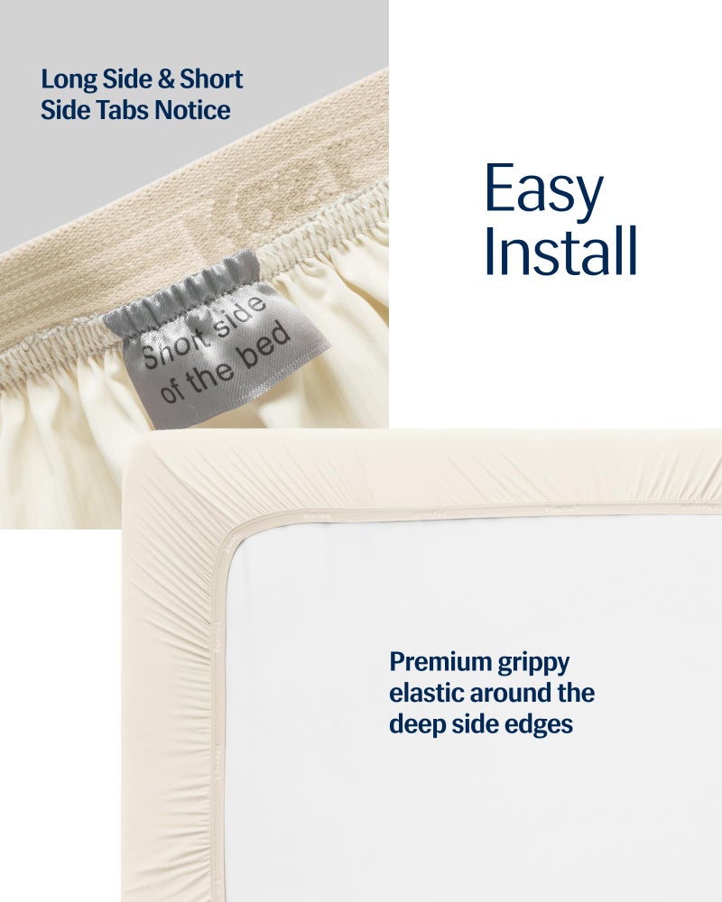 Rest REST Evercool+ Fitted Sheet  CaliKing Size  Snow Ivory  15"" Deep (up to 18)  Breathable Bedding for Hot Sleeper and Night Sweats  Bed Sheet with Ionic+ Self-Cleaning Silver Yarn for Sensitive Skin  - Image 3