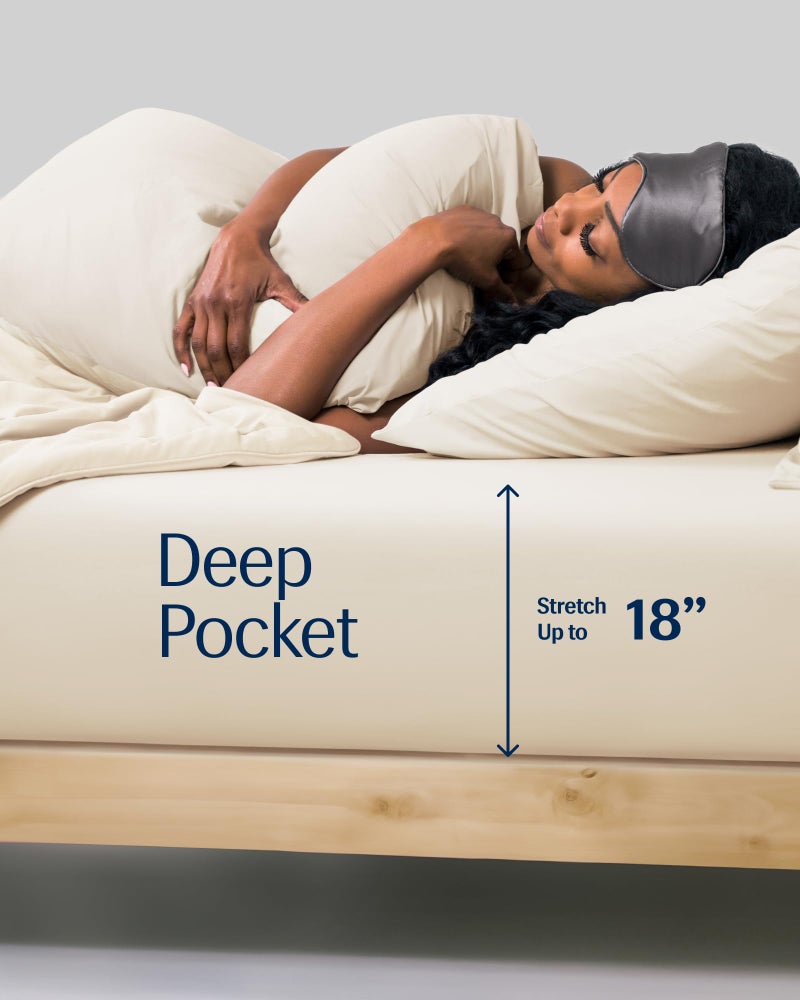 Rest REST Evercool+ Fitted Sheet  CaliKing Size  Snow Ivory  15"" Deep (up to 18)  Breathable Bedding for Hot Sleeper and Night Sweats  Bed Sheet with Ionic+ Self-Cleaning Silver Yarn for Sensitive Skin  - Image 4