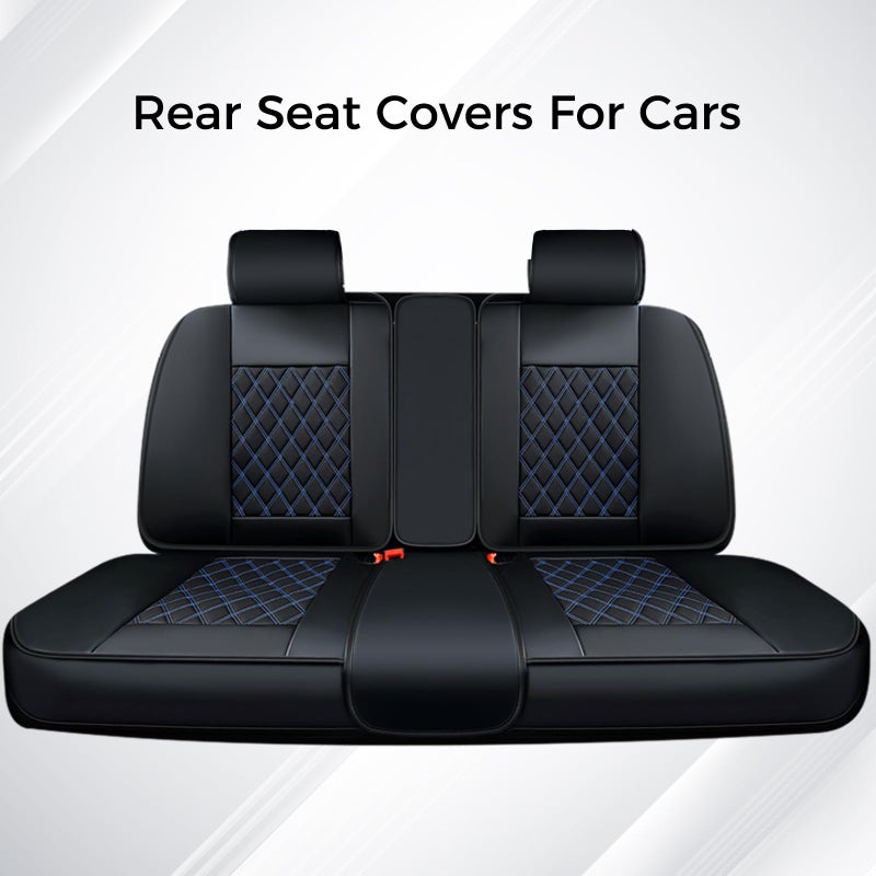 Huidasource Car Back Seat Cover, Leather Anti Slip Automotive Rear Seat Cover Protector, Back Seat Car Cover Velcro Adjustable Universal Fit for Most Cars Sedan SUV Pickup Truck (Back Row/Black&Blue) - Image 5
