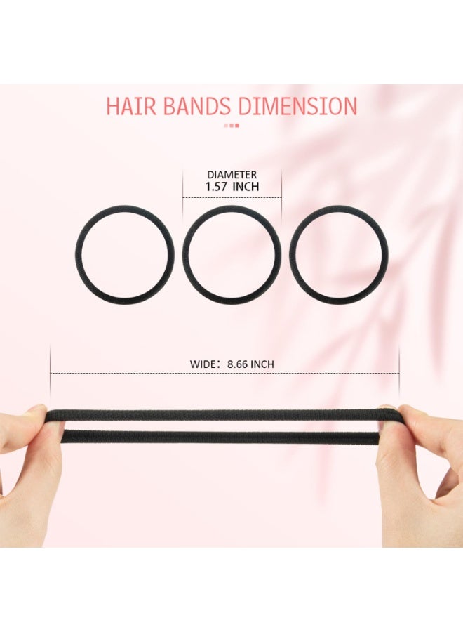 100PCS Hair Ties Black Large Stretch No Damage Ponytail Cotton Seamless Hair Ties Elastic for Women Thick Heavy Curly Hair - Image 5