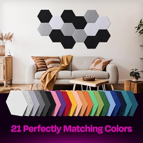 Ekkogo Acoustic Panels 12-Pack Soundproof Wall Panels 12"X10.4"X0.4" Sound Panels High Density Sound Dampening Panels - [Deep Black Hexagon] - Image 5