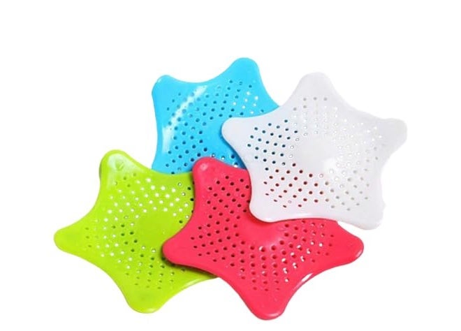 Qwid Star Shaped Silicone Bathroom Hair Catcher Sink Filter Drain/Strainer Catcher/Plastic Wash Jali for Kitchen/Wash Basin/Bathroom Pack of 6 - Image 1