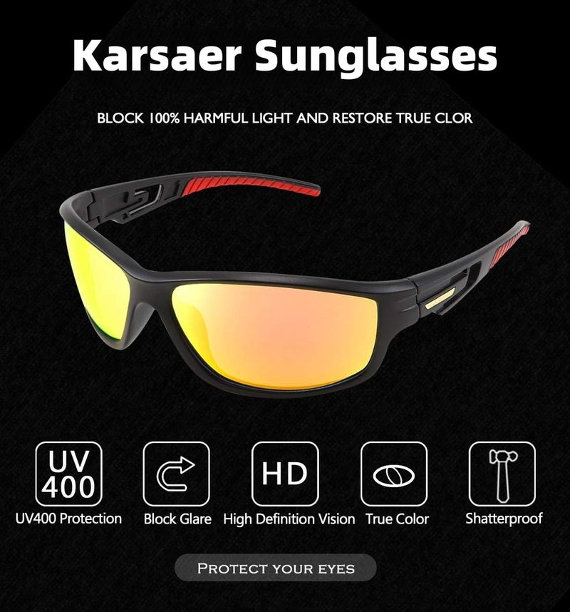 Karsaer Classic Glasses For Men Women,Polarized Sports Sunglasses,Cycling Fishing Driving Glasses E1118,Multi - Image 4