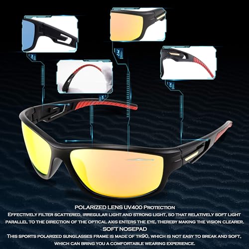 Karsaer Classic Glasses For Men Women,Polarized Sports Sunglasses,Cycling Fishing Driving Glasses E1118,Multi - Image 5