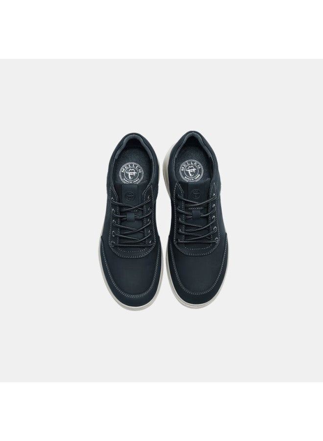 Mellen Shock-absorbing Lightweight Durable Casual Sneakers, British Style Versatile Genuine Leather Shoes Ms767573 Navy Blue 42 - Image 2