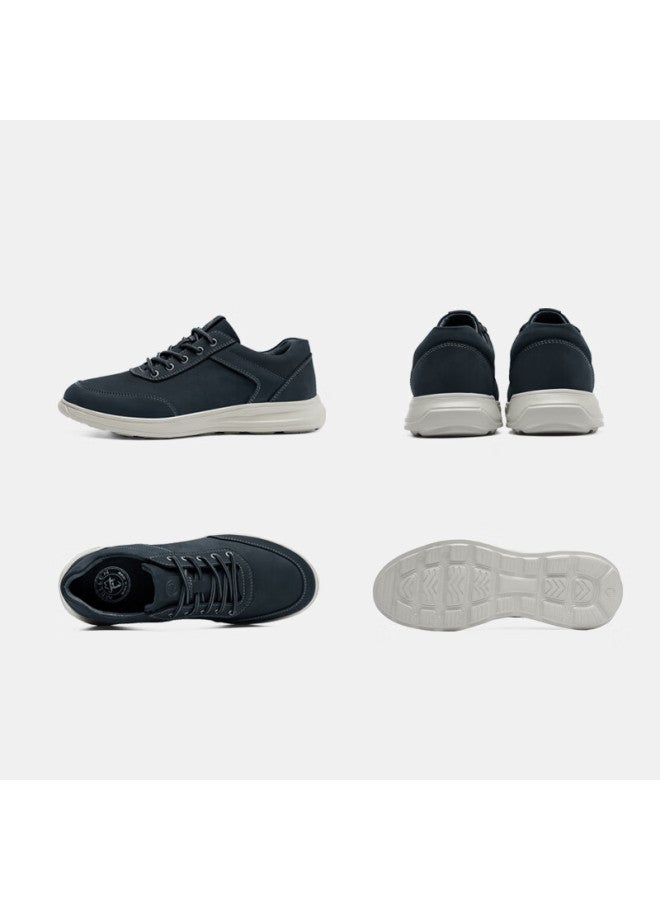 Mellen Shock-absorbing Lightweight Durable Casual Sneakers, British Style Versatile Genuine Leather Shoes Ms767573 Navy Blue 42 - Image 3