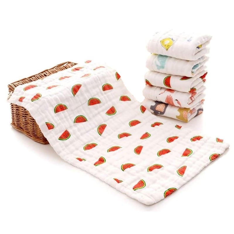 Coco Shell 6-Layer Muslin Cotton Burping Towels – Soft & Absorbent Baby Cloth for Toddlers, Newborn Essentials | 50 cm x 25 cm | 500 Thread Count | Print May Vary | Pack of 4 - Image 1