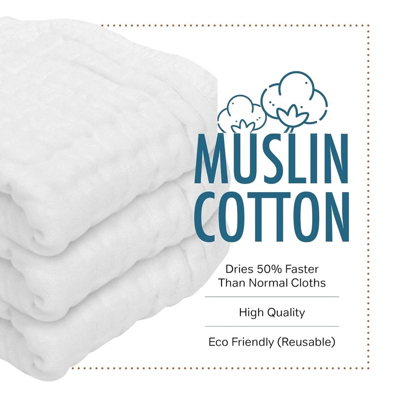 Coco Shell 6-Layer Muslin Cotton Burping Towels – Soft & Absorbent Baby Cloth for Toddlers, Newborn Essentials | 50 cm x 25 cm | 500 Thread Count | Print May Vary | Pack of 4 - Image 2