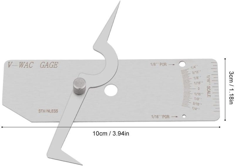 Wal front Precision Stainless Steel V-WAC Type Undercut Single Fillet Weld Depth Welding Measure Inspection Tools (Inch) - Image 2