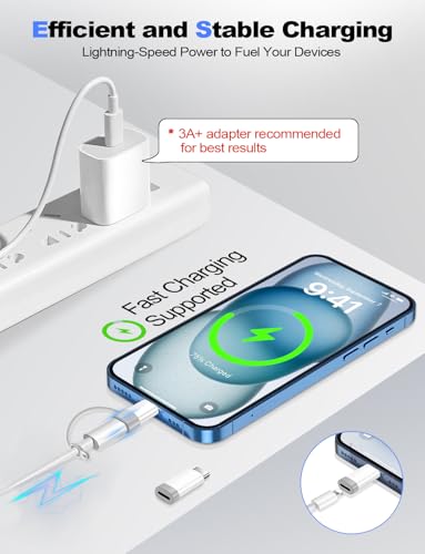 xiwxi 𝟒𝐏𝐚𝐜𝐤 𝐔𝐩𝐠𝐫𝐚𝐝𝐞𝐝 Lightning to USB C Adapter for iPhone15/16/17 Pro/17 Pro Max,Fast Charging&Data Transfer,Type C Charger Connector Cable for 17/16,Serial Adapter-Not for Headphone/OTG - Image 5