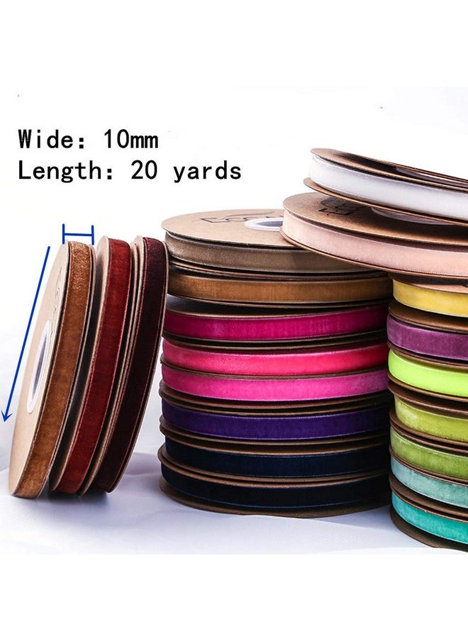 Zhiheng - Ribbon For Crafts Wholesale Bulk 20 Yard 3/8 5/8 1Inch Velvet Ribbon For Gift Package Wrapping Floral Design Hair Bow Clip Accessory Making Sewing Wedding Decor (Antique White 10Mm) - Image 1