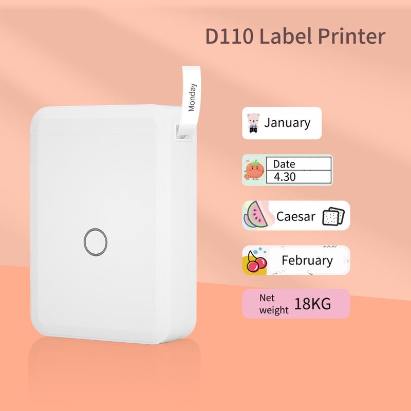 NIIMBOT D110 Label Maker Machine Mini Pocket Thermal Label Printer with 4 Label Rolls All in One BT Connect Prince Tag DIY Date Journal Study Sticker Labeling Machine Compatible with iOS Android - Image 5