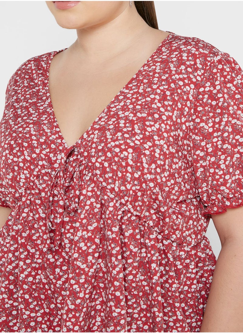 Ella Plus - Printed Peplum Top - Image 1