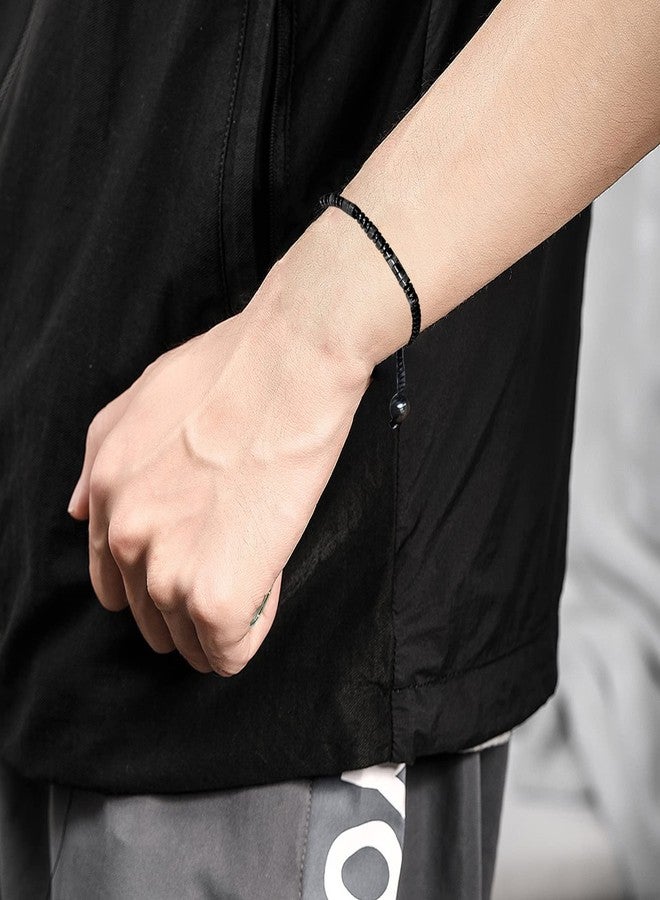 VDKIDKT I Love You Morse Code Bracelet with Engraved Wallet Card Gifts for Son/Grandson, Handmade Beaded Obsidian Bracelet Gifts (Black, To My Grandson) - Image 3