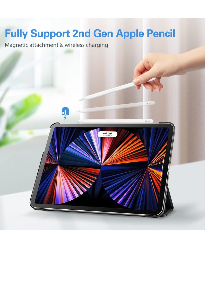 Procases IPad Pro 12.9 Case 2022  2021 2020  2018 Slim Stand Hard Back Shell Smart Cover Black - Image 3