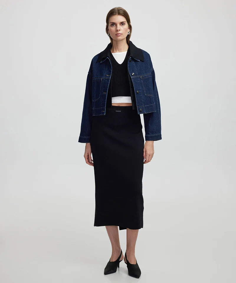 Ipekyol  Contrast collar denim coat for Women | Best Price UAE