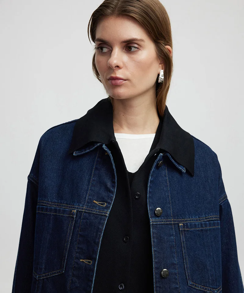 Ipekyol Contrast collar denim coat