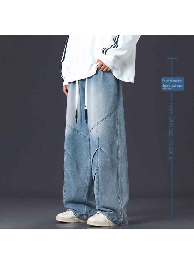 Startlight Men's Wear American Straight Leg Washed Jeans, Men's Pants, High Street Wide Leg Casual Trousers, High Street Style - Image 2