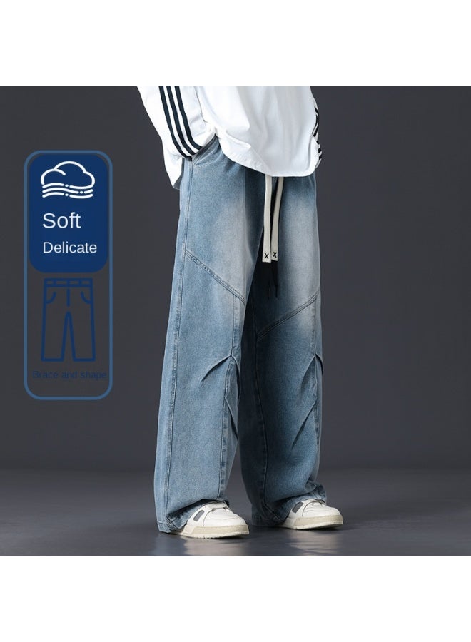 Startlight Men's Wear American Straight Leg Washed Jeans, Men's Pants, High Street Wide Leg Casual Trousers, High Street Style - Image 3